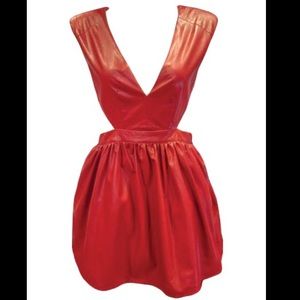 Red leather cutout skater dress. Never worn.